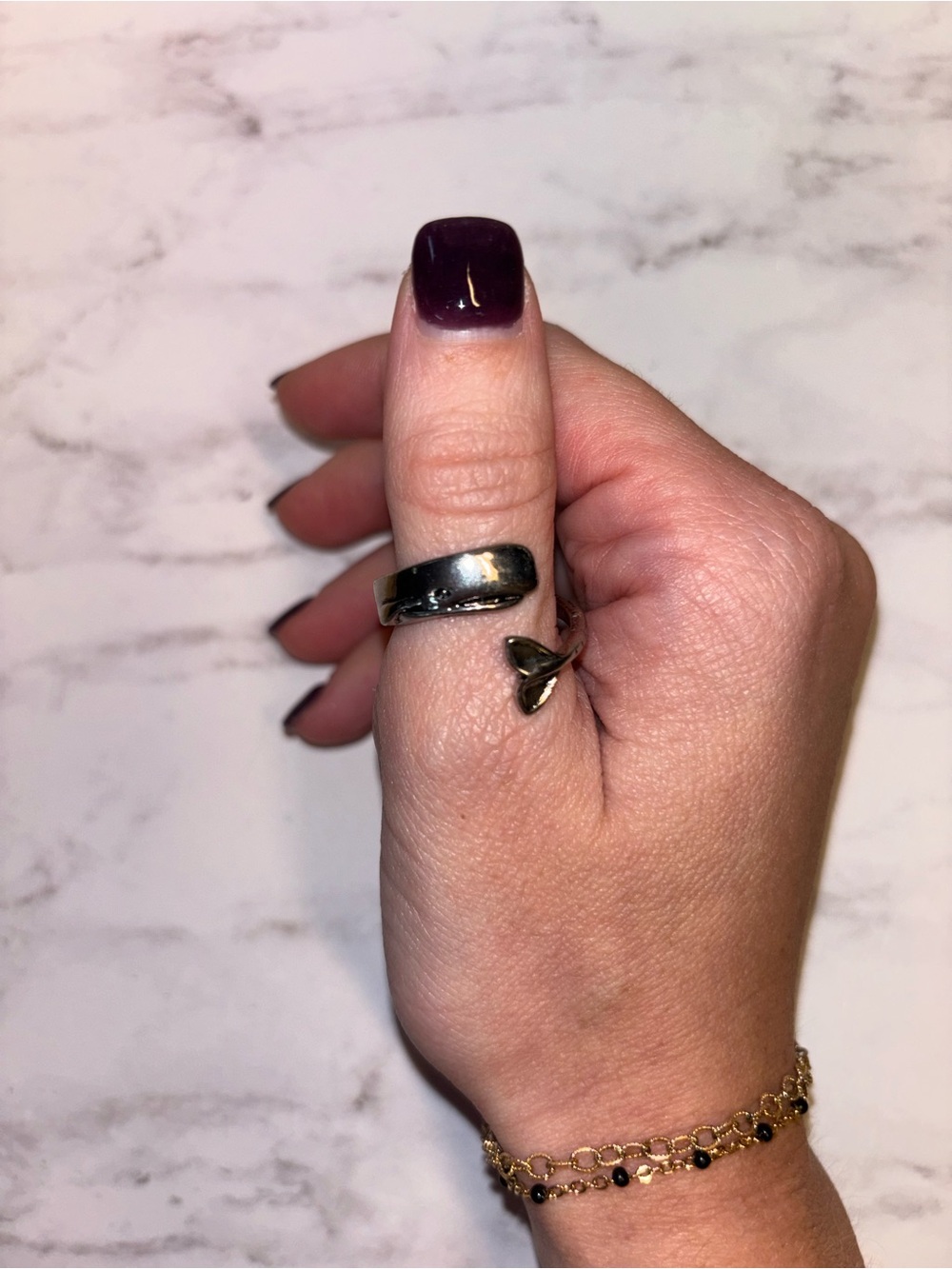 Silver Whale Adjustable Ring - Women's Jewelry
